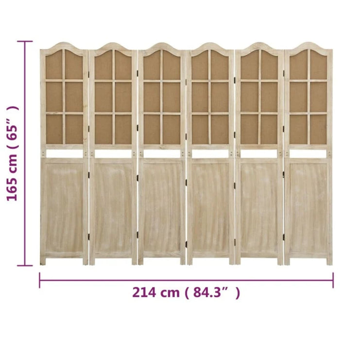 Divisorio a 6 Pannelli Marrone 214x165 cm in Tessuto 338593