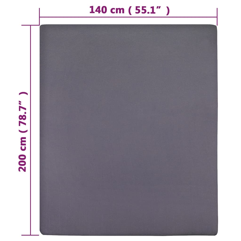 Lenzuola con Angoli Jersey 2 pz Antracite 140x200 cm Cotone cod mxl 65097