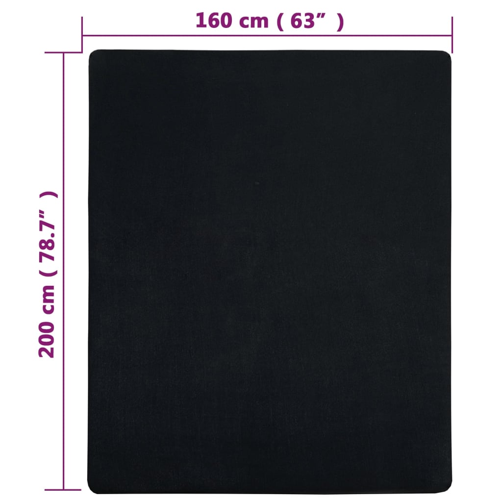 Lenzuola con Angoli Jersey 2pz Nero 160x200 cm Cotone cod mxl 68108