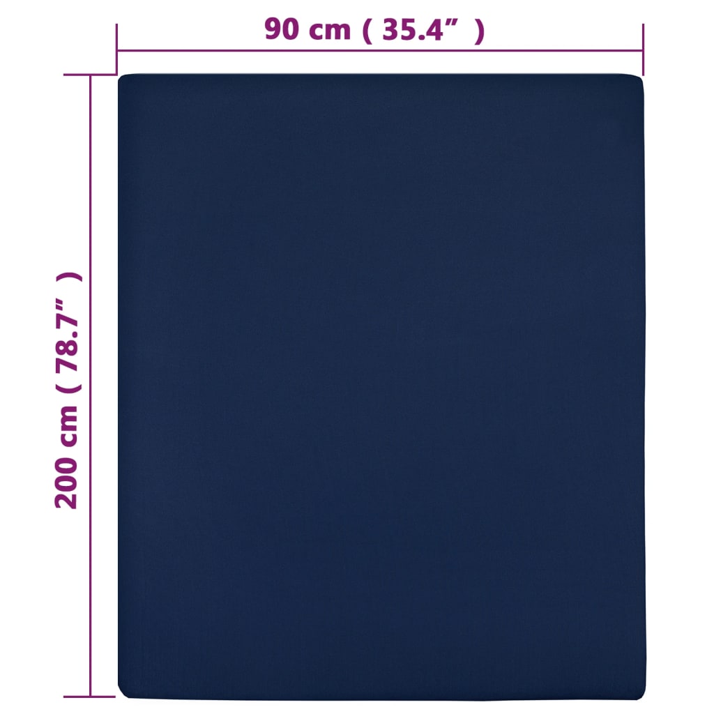 Lenzuolo con Angoli Jersey Blu Marino 90x200 cm Cotone cod mxl 74296