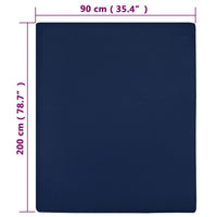 Lenzuola con Angoli Jersey 2pz Blu Marino 90x200 cm Cotone cod mxl 76938