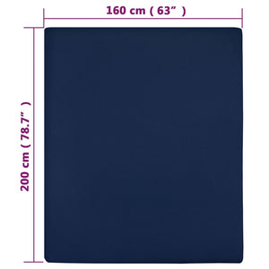 Lenzuolo con Angoli Jersey Blu Marino 160x200 cm Cotone 136236