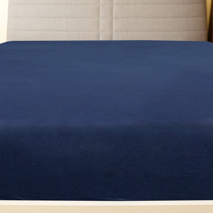 Lenzuola con Angoli Jersey 2pz Blu Marino 180x200 cm Cotone 136239