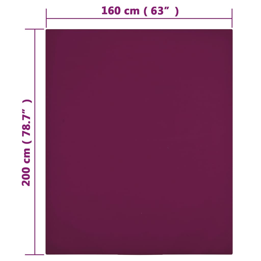 Lenzuola con Angoli Jersey 2pz Bordò 160x200 cm Cotone 136257