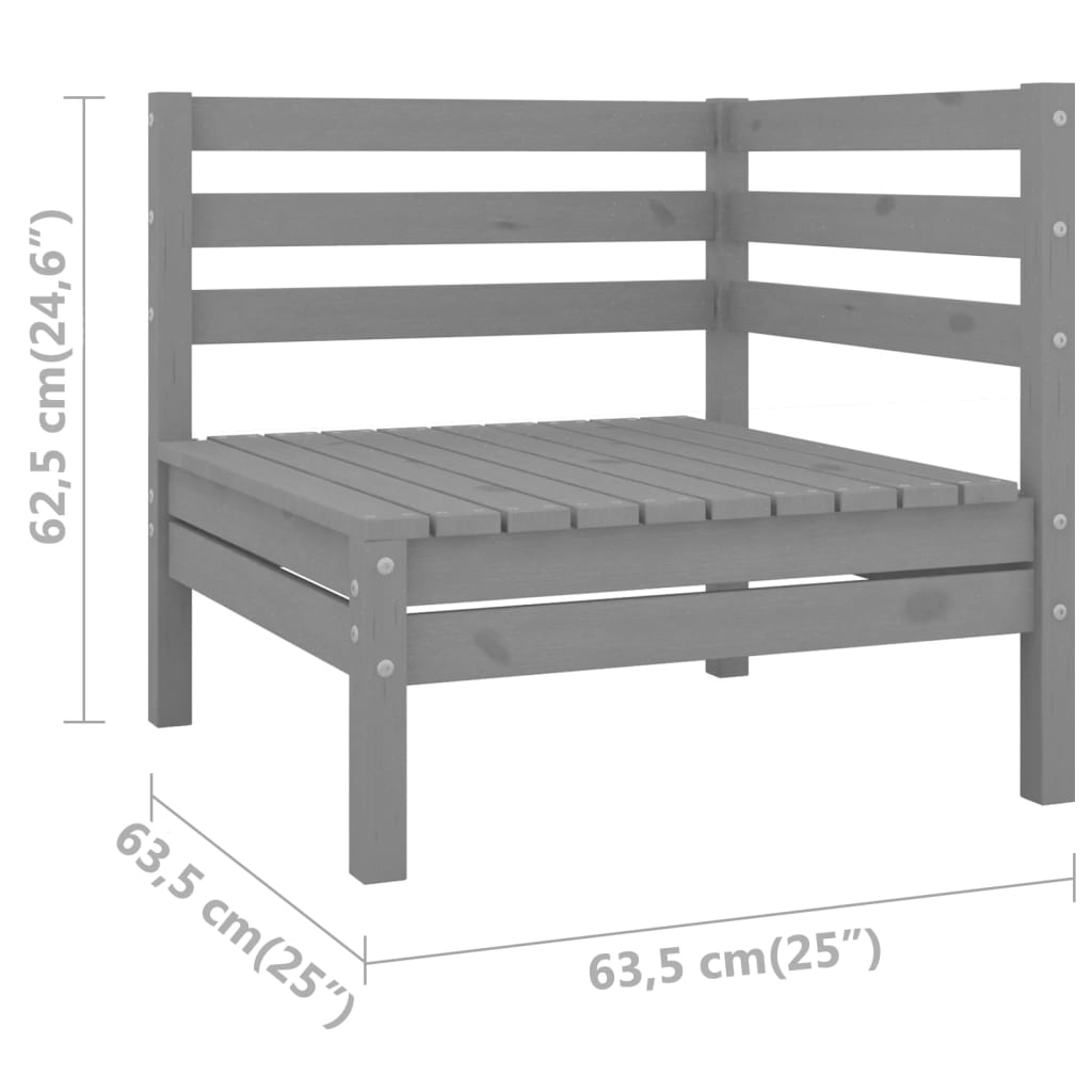 Divano Angolare da Giardino Grigio in Legno Massello di Pino cod mxl 39540