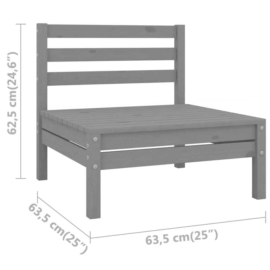 Divani Centrali da Giardino 2 pz in Massello di Pino Grigio 806589