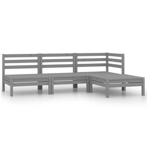 Set Divani da Giardino 4 pz Grigio in Legno Massello di Pino cod mxl 39563