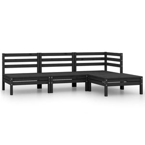 Set Divani da Giardino 4 pz in Legno Massello di Pino Nero cod mxl 39566