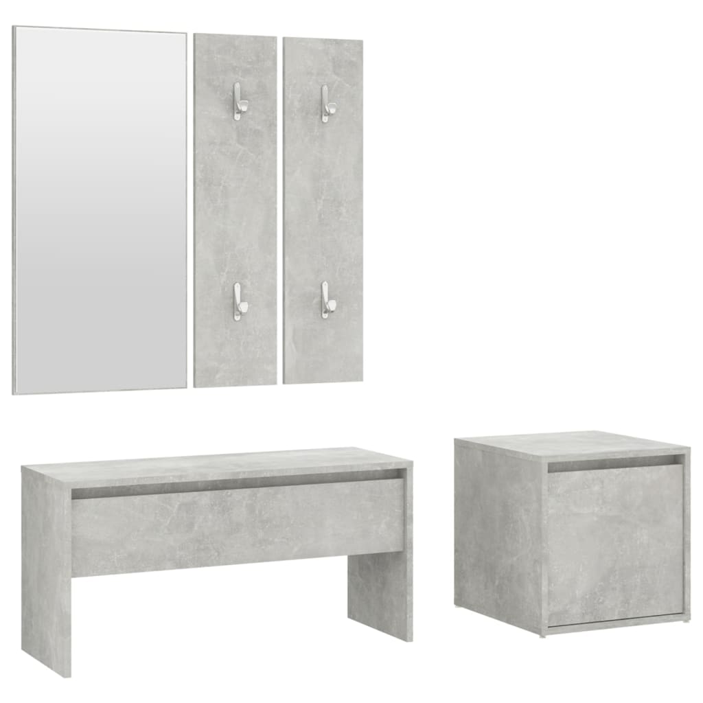 Set di Mobili da Corridoio Grigio Cemento in Legno Multistrato 3082048