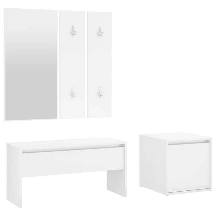 Set di Mobili da Corridoio Bianco Lucido in Legno Multistrato 3082050