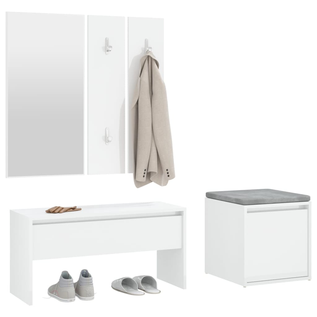 Set di Mobili da Corridoio Bianco Lucido in Legno Multistrato 3082050