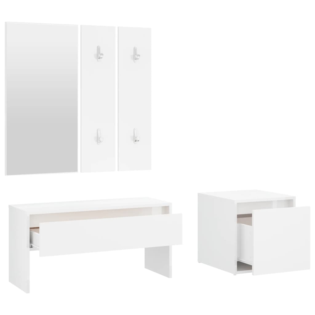 Set di Mobili da Corridoio Bianco Lucido in Legno Multistrato 3082050