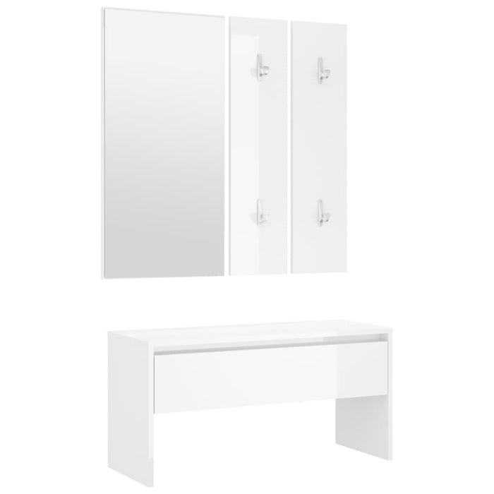 Set di Mobili da Corridoio Bianco Lucido in Legno Multistrato 3082050