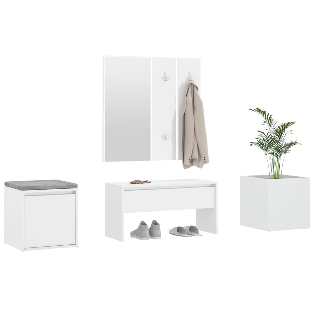 Set di Mobili da Corridoio Bianco Lucido in Legno Multistrato 3082068