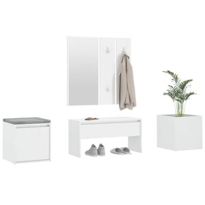 Set di Mobili da Corridoio Bianco Lucido in Legno Multistrato 3082068