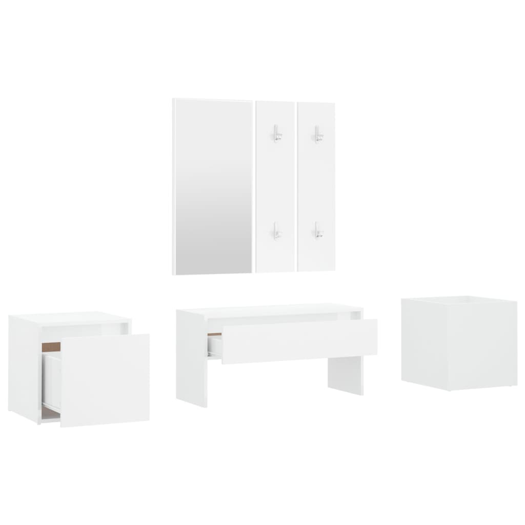 Set di Mobili da Corridoio Bianco Lucido in Legno Multistrato 3082068