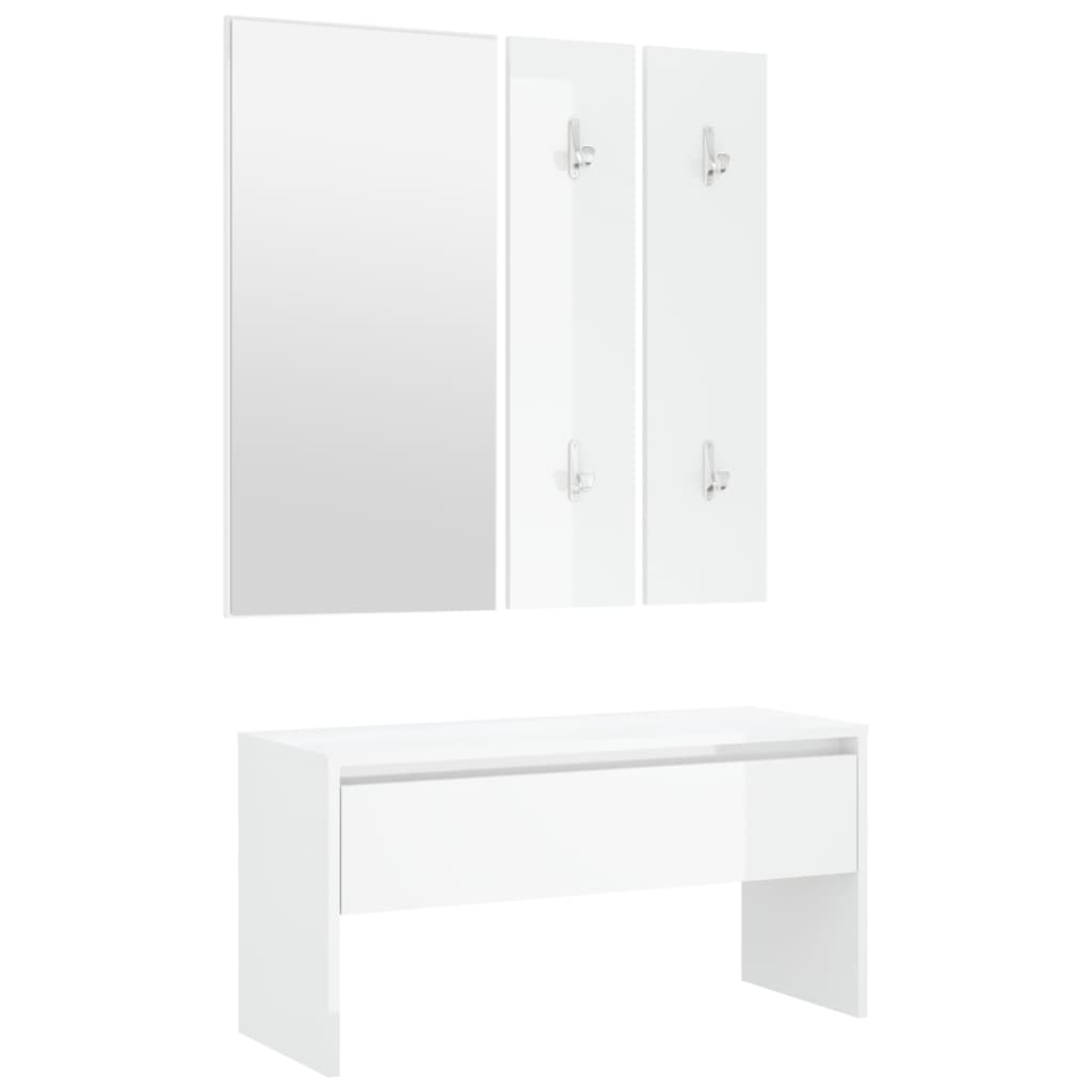 Set di Mobili da Corridoio Bianco Lucido in Legno Multistrato 3082068