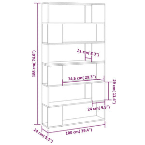 Libreria/Divisorio Rovere Sonoma 100x24x188 cm