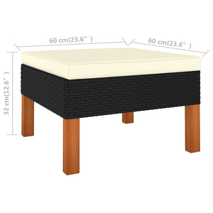 Set Divani da Giardino 6pz Polyrattan Legno di Eucalipto Nero cod mxl 39322