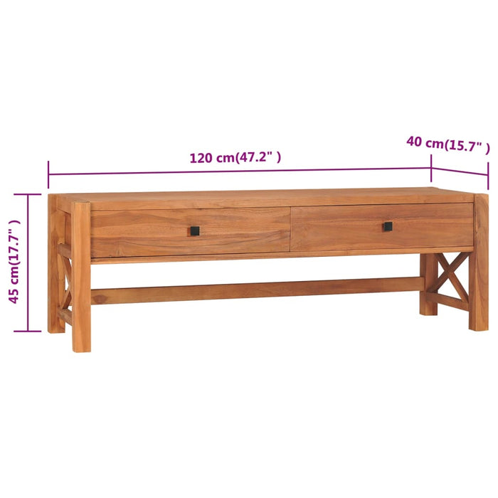 Mobile TV con Cassetti 120x40x45 cm in Legno Massello di Teak 337927