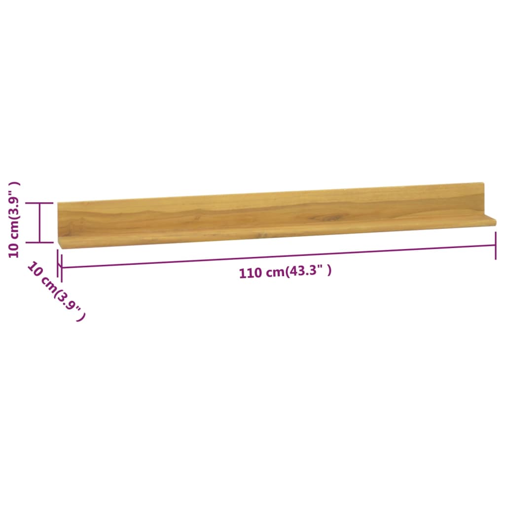 Mensole da Parete 2 pz 110x10x10 cm in Legno Massello di Teak 338261