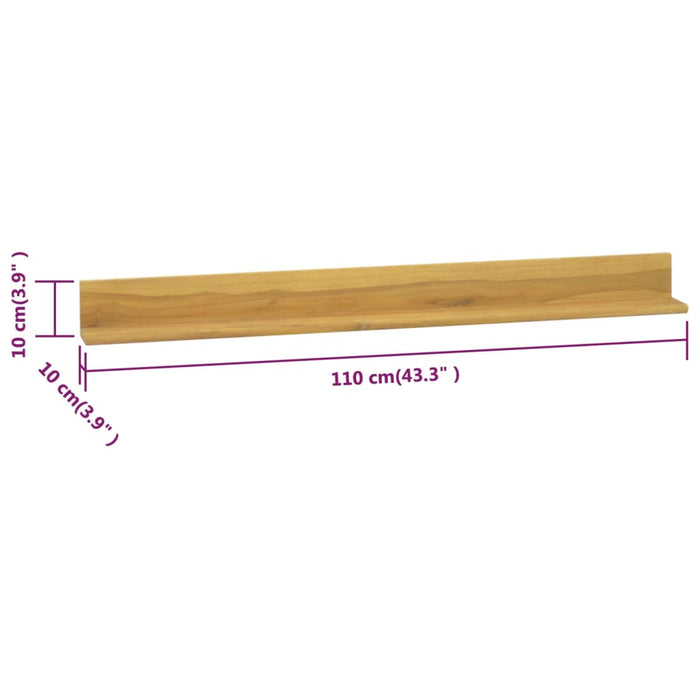 Mensole da Parete 2 pz 110x10x10 cm in Legno Massello di Teak 338261