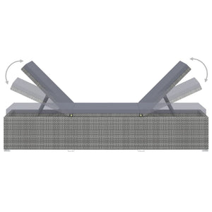 Lettino Prendisole con Cuscino Grigio Scuro Polyrattan Grigio 317106