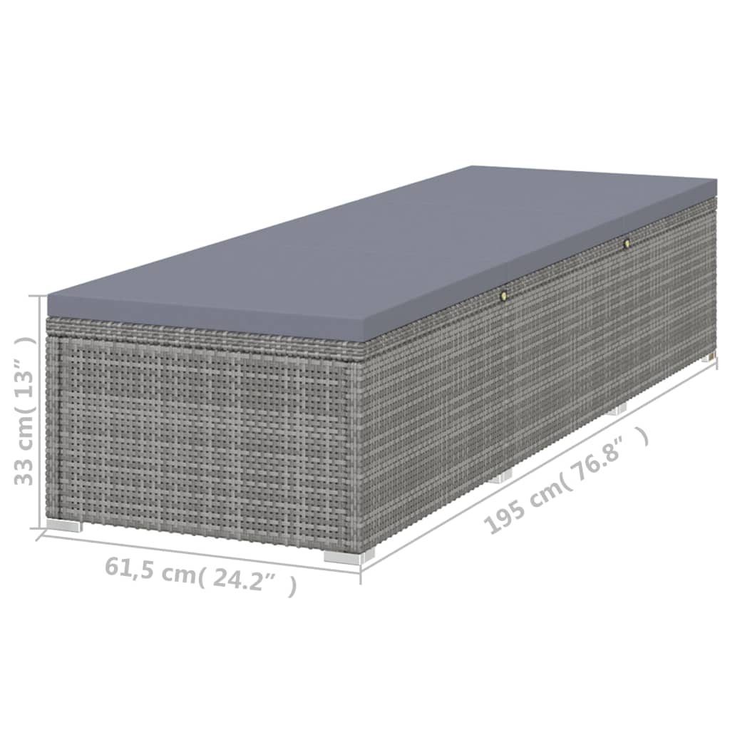 Lettino Prendisole con Cuscino Grigio Scuro Polyrattan Grigio 317106