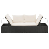 Lettino da Giardino con Cuscini in Polyrattan Nero 317108