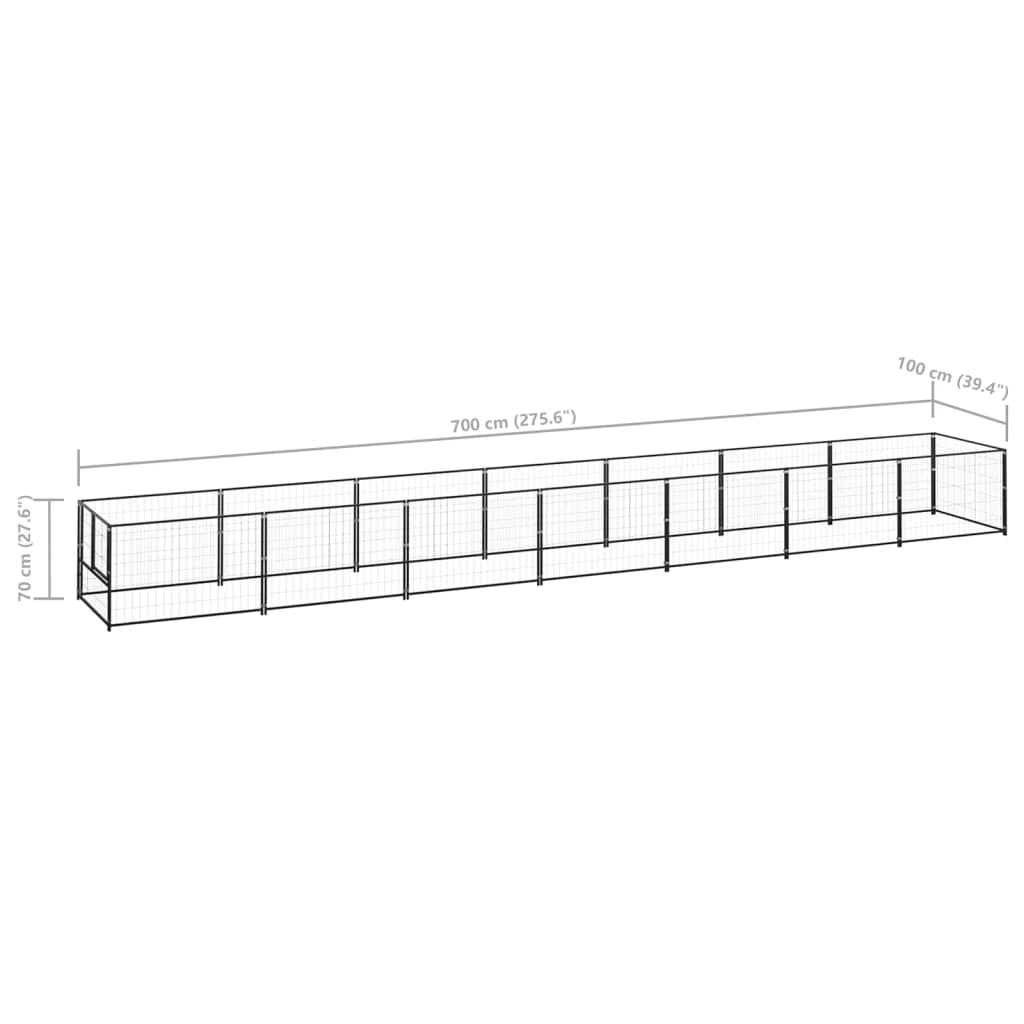 Gabbia per Cani Nera 7 m² in Acciaio cod mxl 49257