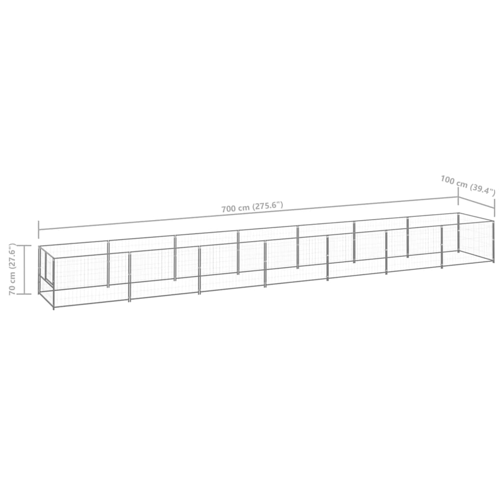 Gabbia per Cani Argento 7 m² in Acciaio 3082105