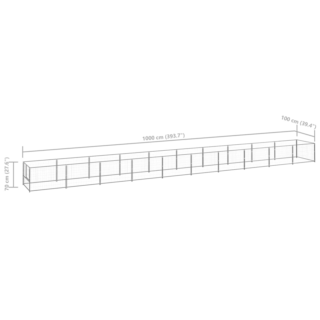 Gabbia per Cani Argento 10 m² in Acciaio 3082108