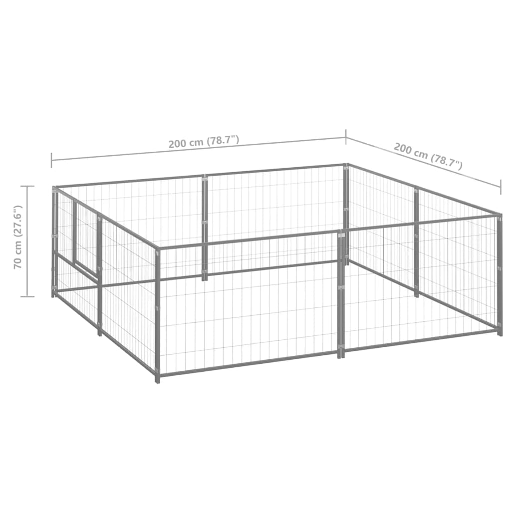 Gabbia per Cani Argento 4 m² in Acciaio cod mxl 46605