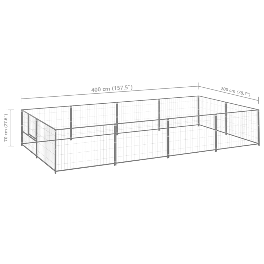 Gabbia per Cani Argento 8 m² in Acciaio cod mxl 46640