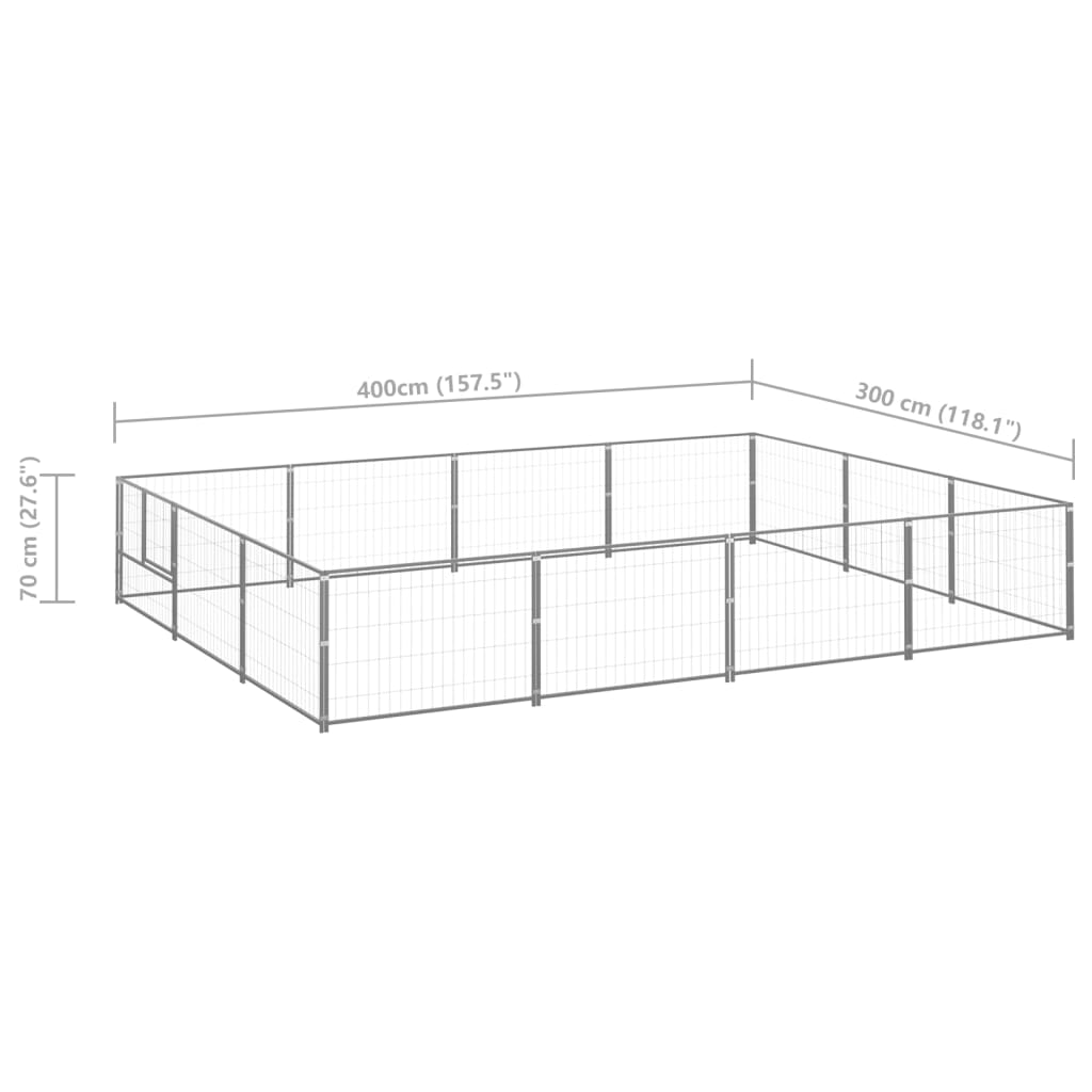 Gabbia per Cani Argento 12 m² in Acciaio cod mxl 52441