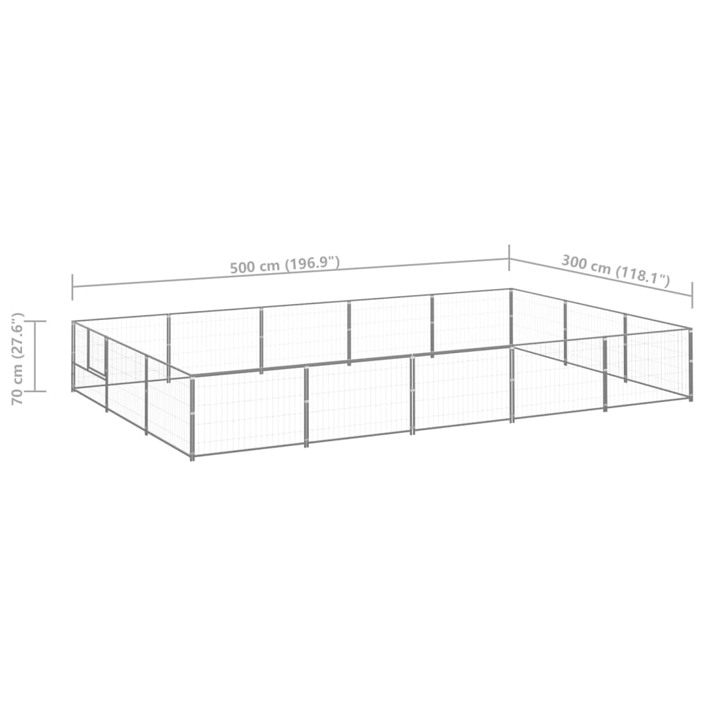 Gabbia per Cani Argento 15 m² in Acciaio cod mxl 46619