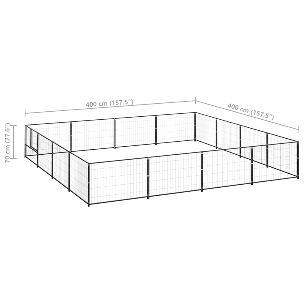 Gabbia per Cani Nera 16 m² in Acciaio cod mxl 49228