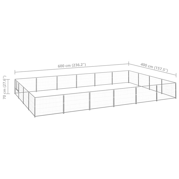 Gabbia per Cani Argento 24 m² in Acciaio cod mxl 46618