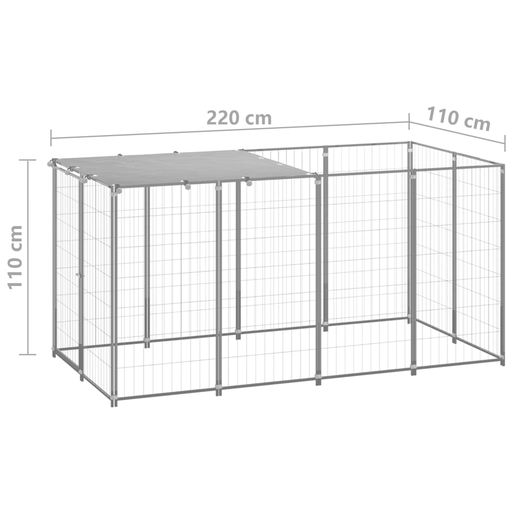 Gabbia per Cani Argento 2,42 m² in Acciaio   cod mxl 48555