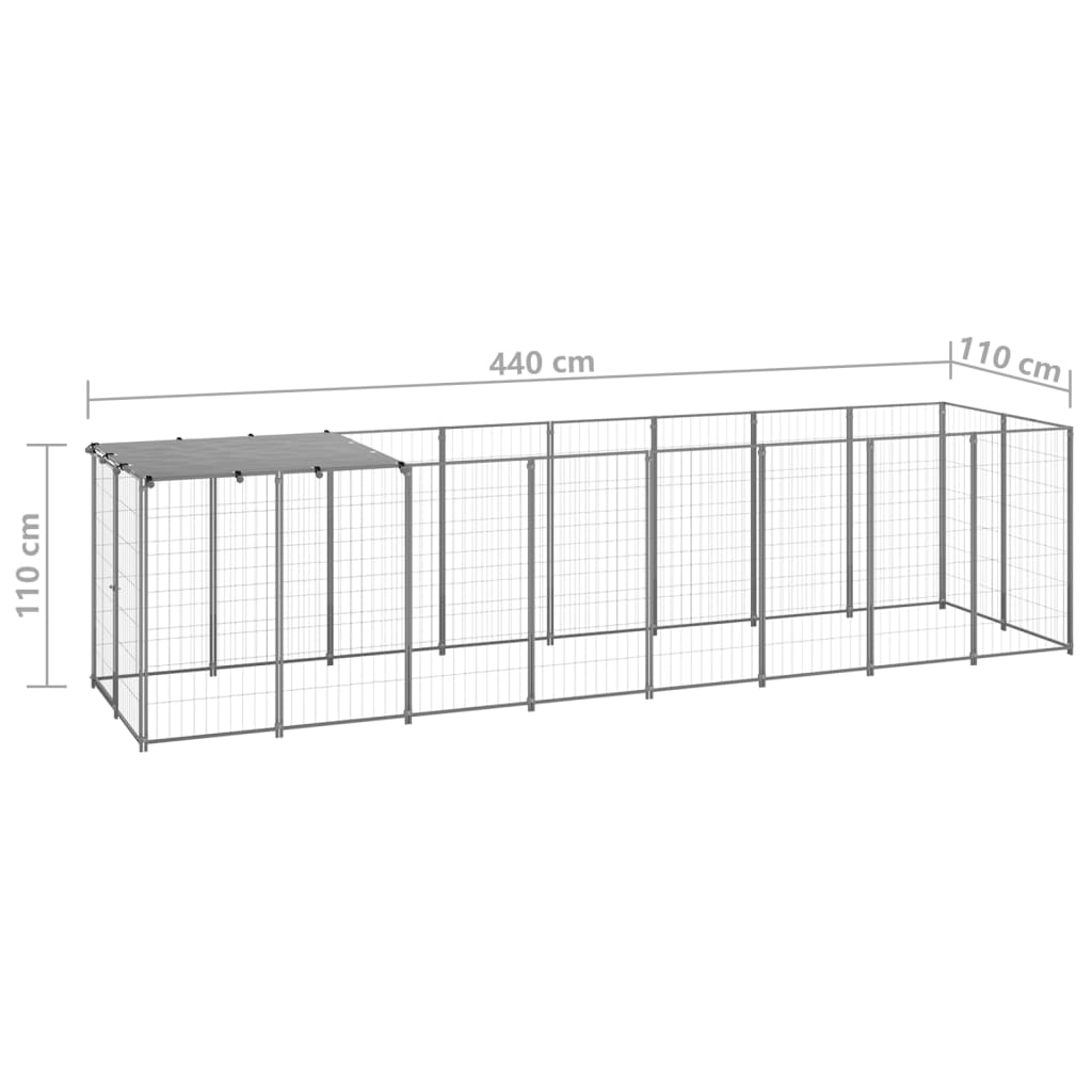 Gabbia per Cani Argento 4,84 m² in Acciaio   cod mxl 48589