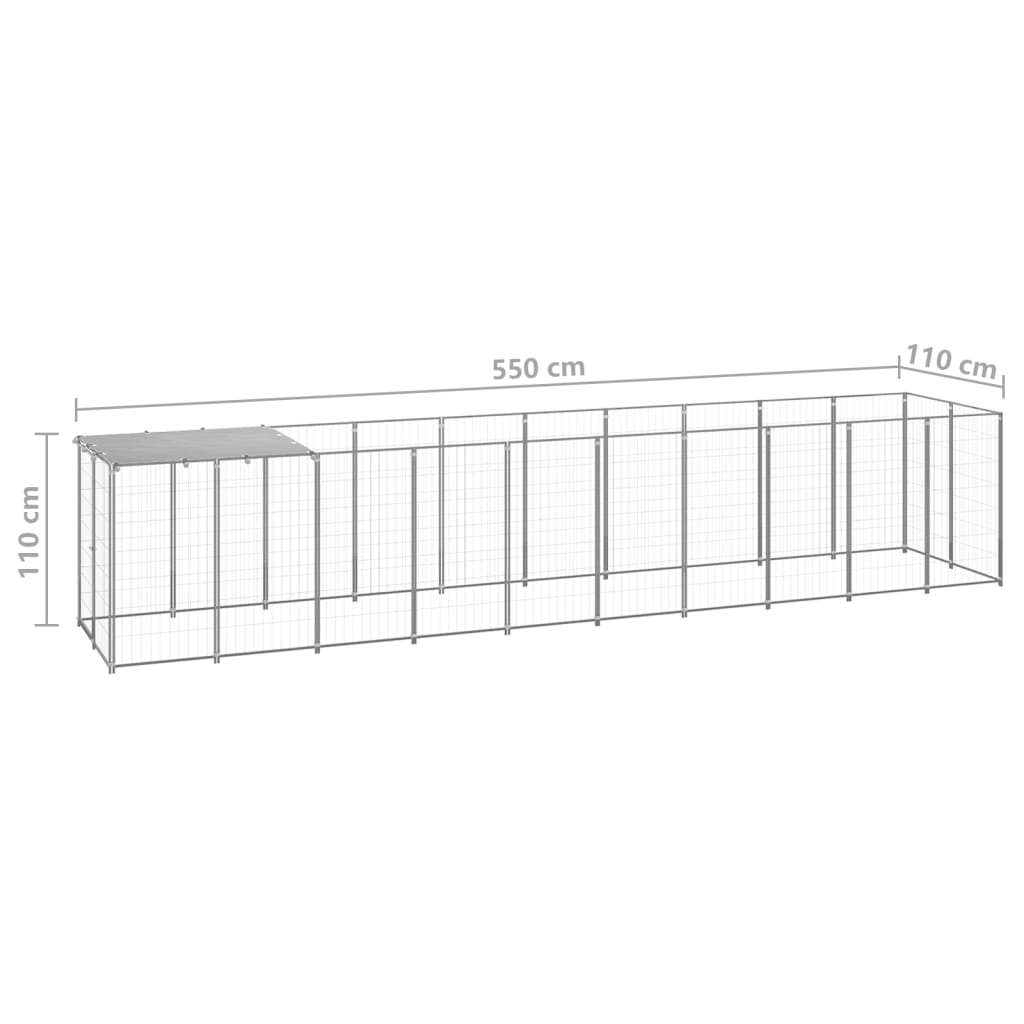 Gabbia per Cani Argento 6,05 m² in Acciaio   cod mxl 44108