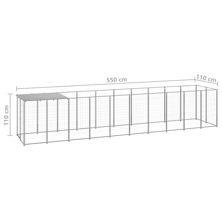 Gabbia per Cani Argento 6,05 m² in Acciaio   cod mxl 44108