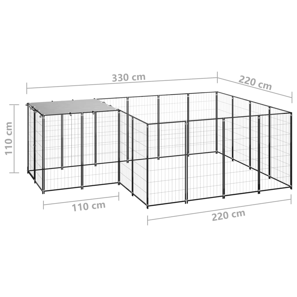 Gabbia per Cani Nera 6,05 m² in Acciaio   cod mxl 52705