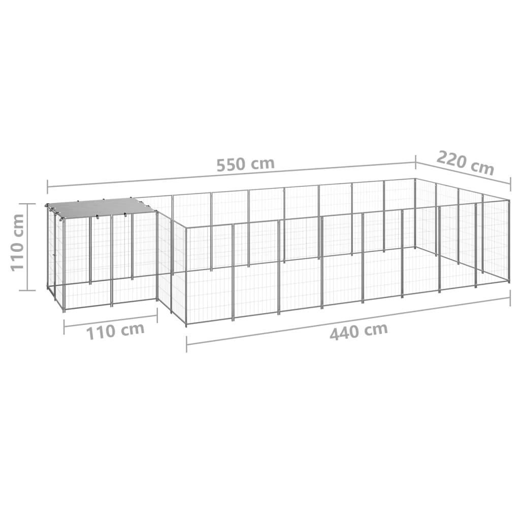 Gabbia per Cani Argento 10,89 m² in Acciaio   cod mxl 48609