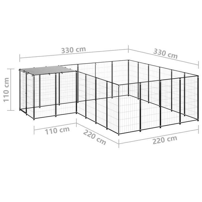 Gabbia per Cani Nera 8,47 m² in Acciaio   cod mxl 52654