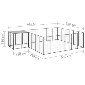 Gabbia per Cani Nera 12,1 m² in Acciaio   cod mxl 52715