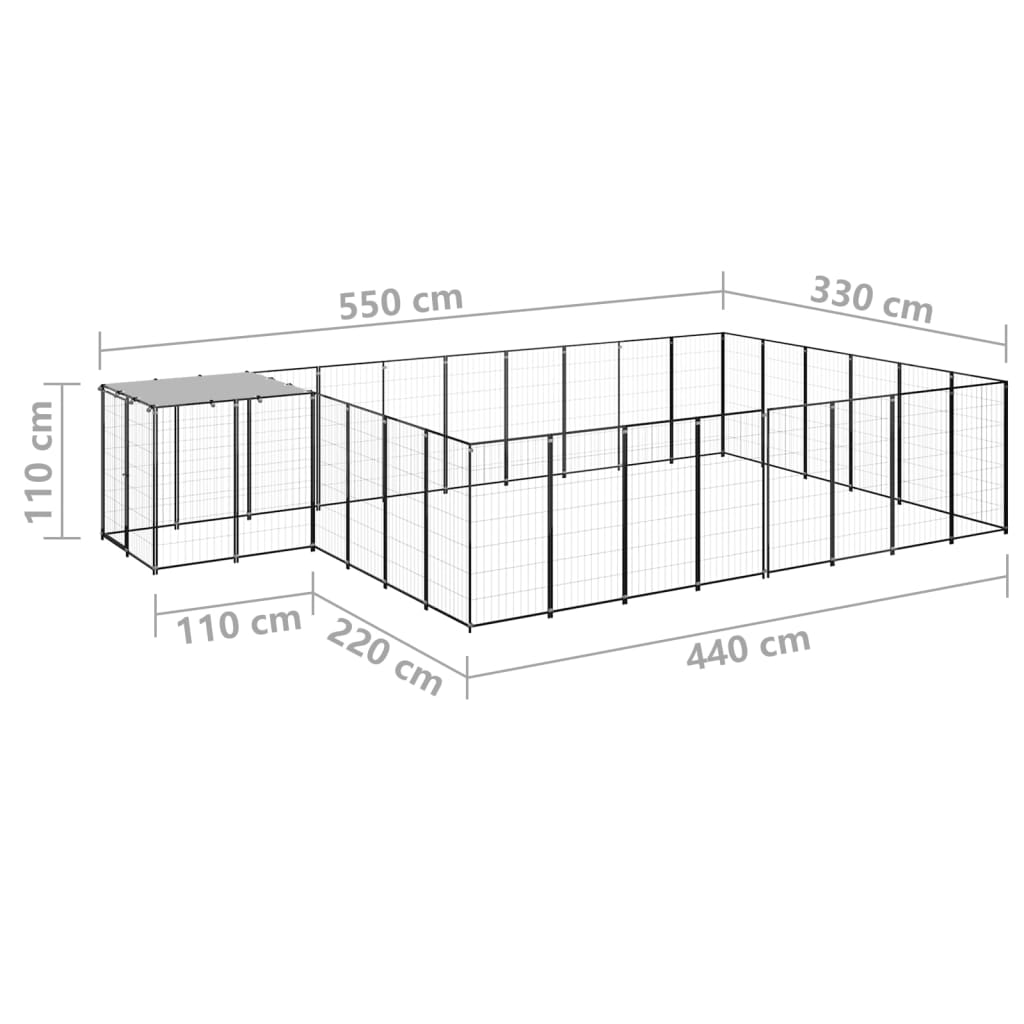 Gabbia per Cani Nera 15,73 m² in Acciaio   cod mxl 37000