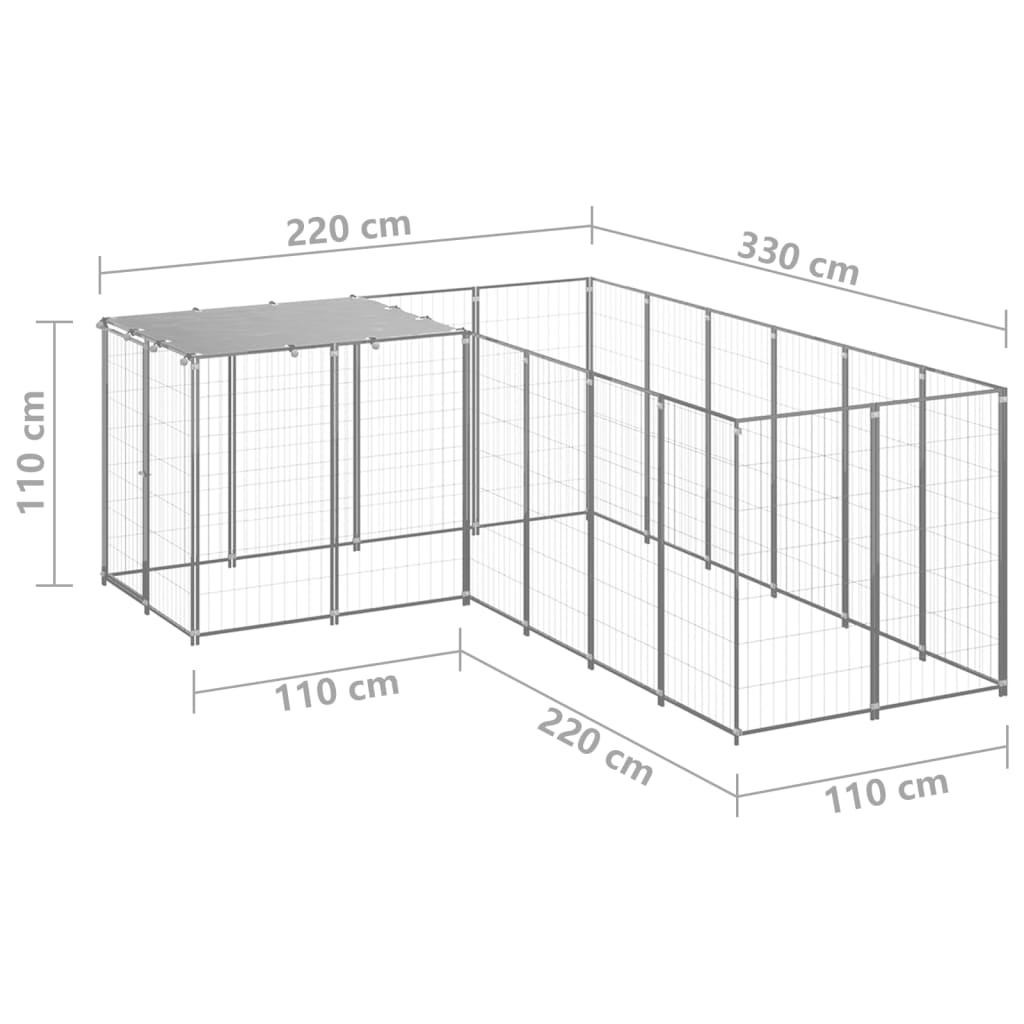 Gabbia per Cani Argento 4,84 m² in Acciaio   cod mxl 48556