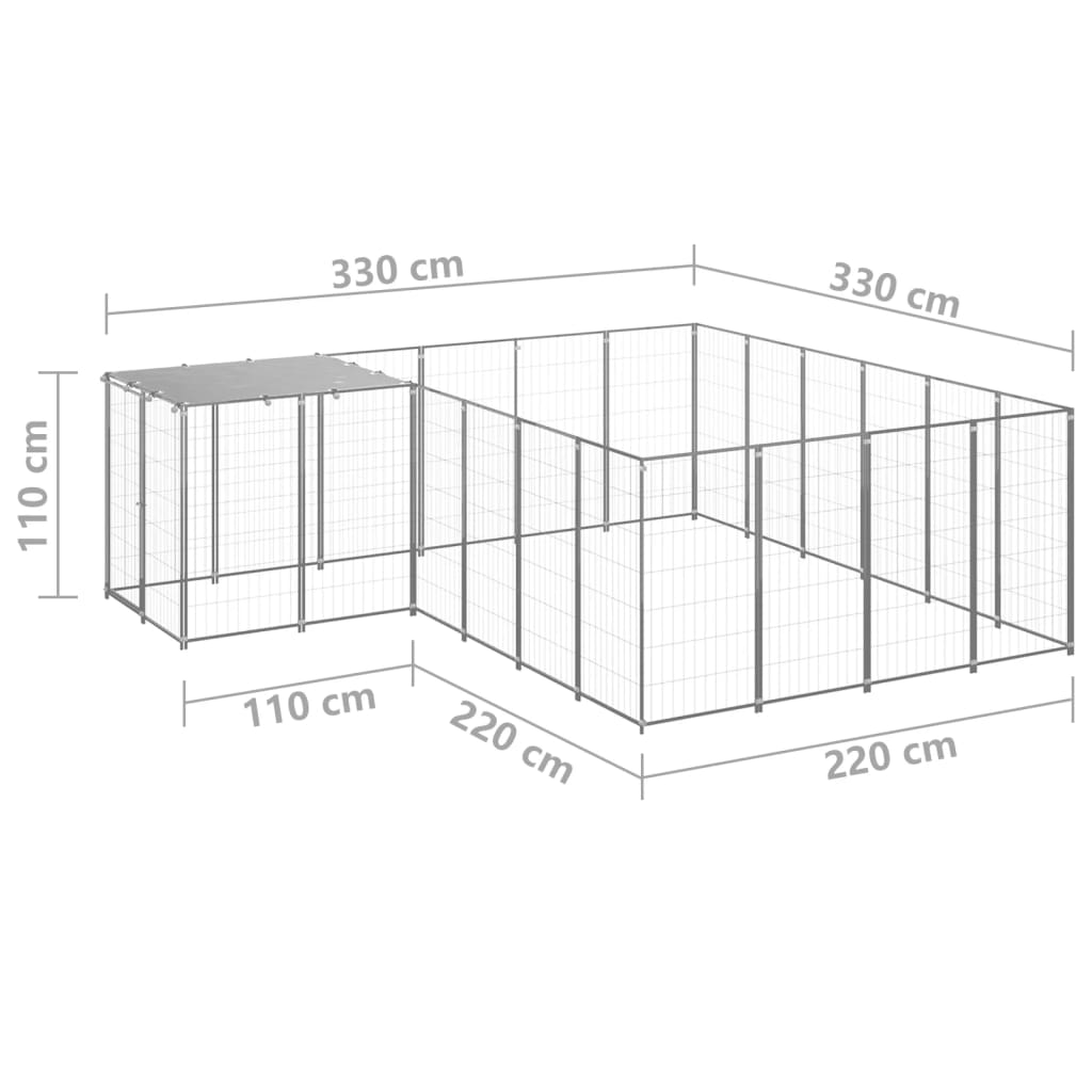 Gabbia per Cani Argento 8,47 m² in Acciaio   cod mxl 44097