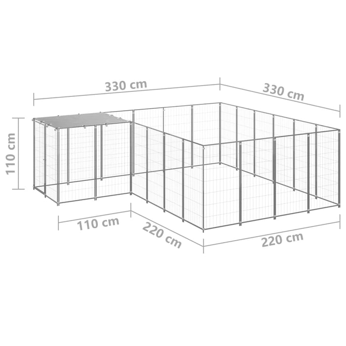 Gabbia per Cani Argento 8,47 m² in Acciaio 3082219